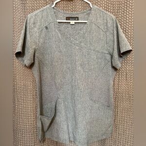 Gently Worn KOI Basics Charlotte Scrub Top, Color: Heather Grey, Size: Medium.